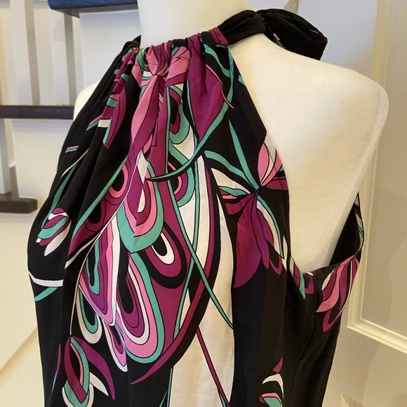 Tahari Peacock Halter Swing Blouse 100% Silk - Picture 4 of 10